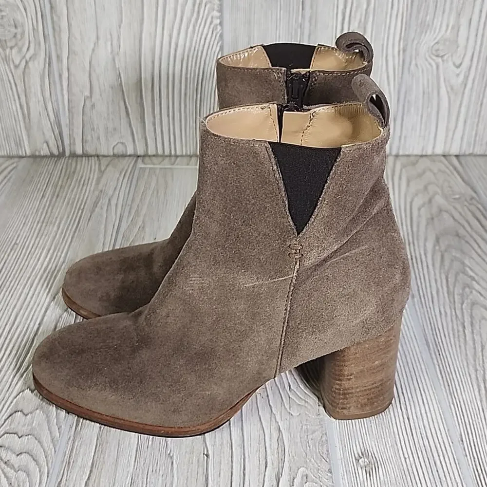 Napoleoni Taupe Brown Leather Suede Ankle Boots Womens Size 37 US 6.5